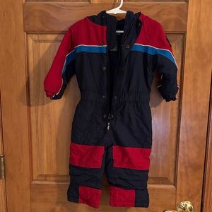 Vintage L.L. Bean Infant Snowsuit in Red, Navy, and Blue